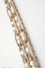 Vintage Faux Pearl and Brassy Chains Bracelet