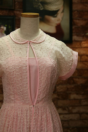 1950s Sweetest Pink Organdy Lace Picnic Dress