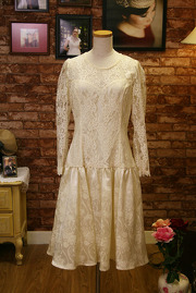 1980s Scott McClintock Lace Sweetheart Neckline Drop Waist Party Dress Size M/L