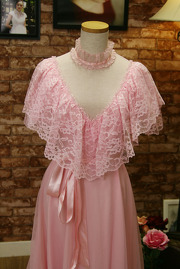 1970s Pink Lace Evening Gown S/M
