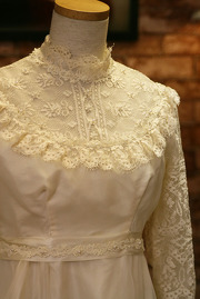 1960s Lace High Collar Wedding Gown