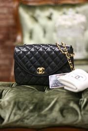 Chanel Black Quilted Lambskin Leather Shoulder Bag RARE