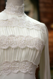 1970s Ivory Lace Chiffon Wedding Dress