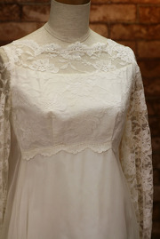 1960s Lace Gown with Beautiful Lace Cap at the Back