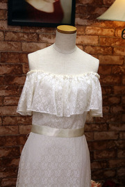 1970s White Off Shoulder Lace Dress