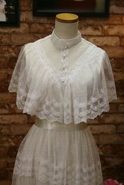 1970s Lace Victorian Capelet Wedding Dress