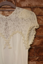 1950s Lace and Beads Wedding Gown Sz XS