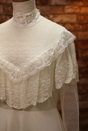 1970s Sheer Lace Victorian Wedding Dress