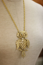 Vintage Golden Owl Pendant Necklace