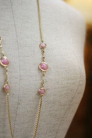 Vintage SARAH COVENTRY Pink and Goldtone Necklace