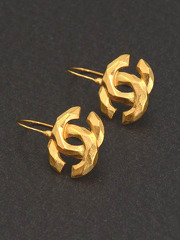 Chanel Gold Tone CC Logo Earrings like NEW