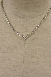 Vintage Bridal Rhinestone Necklace Clear Crystal - Vintage Bridal Appeal