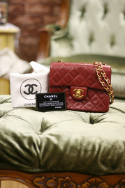 Chanel Red Quilted Lambskin Leather Mini Shoulder Bag Gold Chain