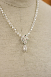 Vintage Faux Pearl Bridal Necklace with Floral Pendant Bridal Appeal