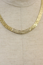 Vintage Goldtone and Rhinestone Necklace in Unique Pattern