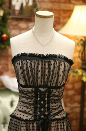 Vintage Black Polka Dot Tulle Sweetheart Dress Sz XS/S