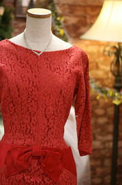 Vintage 1950s Lipstick Red Lace Dress