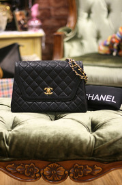 Vintage Chanel Black Quilted Lambskin Leather Trapezoid-shape Black Quilted Leather Flap Shoulder Bag