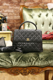 Chanel Black Caviar Quilted Leather Kelly Style Hand Bag