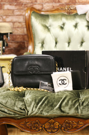 Vintage Chanel Black Caviar Leather Shoulder Bag