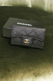 Authentic Chanel 6 Key Ring Black Caviar Holder Case Golden Hardwares Brand New