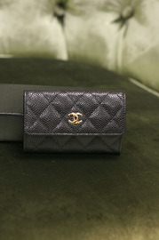 Authentic Chanel Black Caviar Coins Bag Card Holder Case