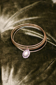 Vintage Four Thin Bangle with One Victorian Style Stone