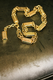 Vintage 1990s Moschino Golden Gold Brick Chain Belt