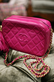 Vintage Chanel Shocking Pink Quilted Leather Shoulder Bag With Fringe RARE