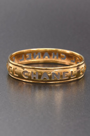 Vintage Chanel Gold Tone Cutout Bangle