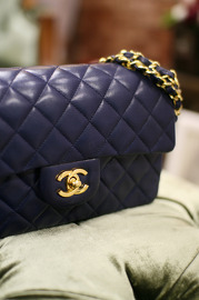 Vintage Chanel 2.55 9 inches Navy Double Flap Bag
