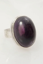 Vintage Large Tumbled Amethyst Sterling Ring Sz 6.75