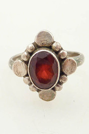 Vintage January Garnet Birthstone Sterling Ring Sz 6.25