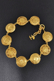 Vintage Chanel Gold Tone Medallion Necklace