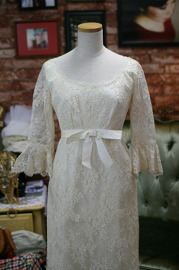 1960s Alencon Lace Wedding Dress