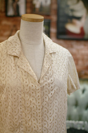 1970s Ivory Crochet Lace Blouse Top from Japan