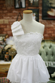 1970s Vintage Alfred Angelo 3 Tiered White Wedding Short Dress