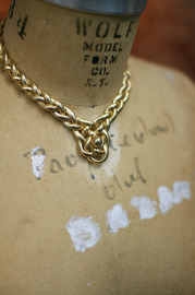 Vintage Braided Goldtone Necklace - knot at the base - 14 inch - Vintage WEDDING