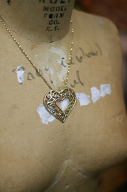 Vintage Goldtone Heart Shaped Pendant on Goldtone Chain - 18 inch