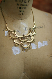 Vintage Golden India Jangling Bib Necklace