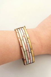 Vintage Brassy Bangle with Multicolored Pastel Dyed Shell Brick Work