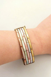 Vintage Brassy Bangle with Multicolored Pastel Dyed Shell Brick Work