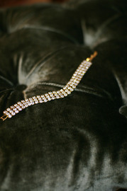 Vintage 3 Rows RHINESTONE Goldtone Bracelet -vintage WEDDING