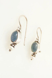 Vintage Dangling Sea Foam Glass Sterling Earrings