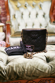 Vintage Chanel Black Quilted Leather Shoulder Fringe Bag