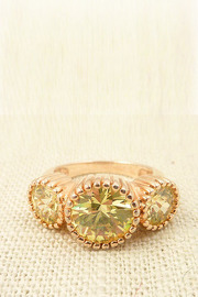 Vintage Margarita Cubic Zirconia Goldwashed Sterling Ring Size 6.25