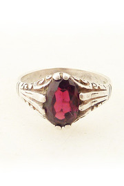 Vintage Sterling Garnet Gemstone Ring Sz 7