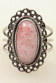 djustable Vintage Beau Sterling Pink Art Glass Ring Sz 6.25