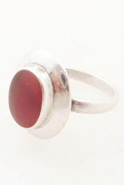Vintage Glowing Red Glass Sterling Eclipse Ring Sz 7