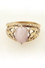 Vintage Faux Star Pink Sapphire Goldtone Sterling Ring Size 6.25